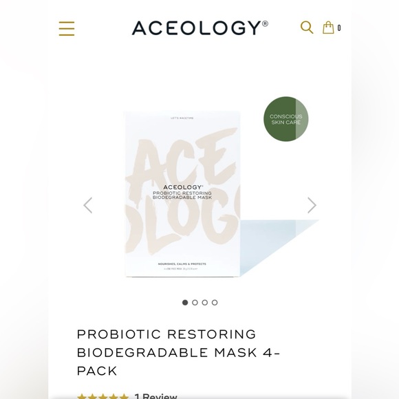 aceology Other - NIB- PROBIOTIC RESTORING BIODEGRADABLE MASK 4-
PACK